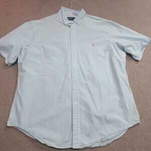 Polo Ralph Lauren Shirt 2XLT Blue Seersucker Short Sleeve Striped
